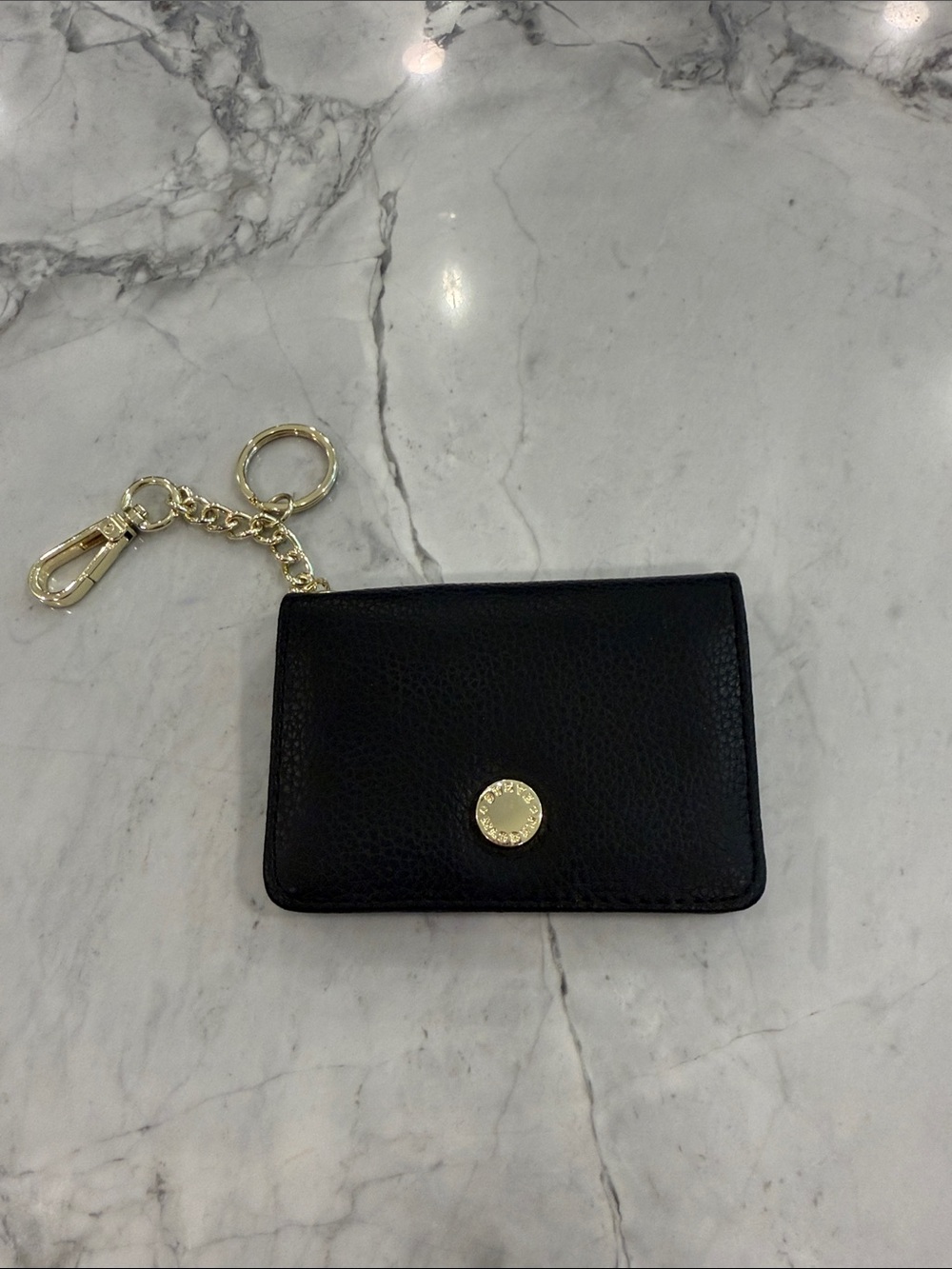 Steve Madden Black Faux Leather Keychain Card Holder Wallet